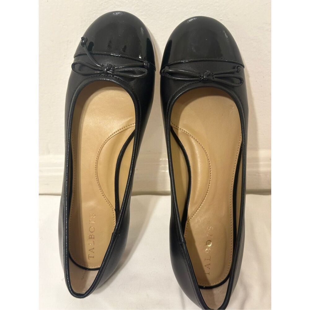 TALBOTS BLAIR CAP TOE NAPPA GENUINE LEATHER BALLET FLATS IN BLACK SIZE 7 new - Picture 10 of 16